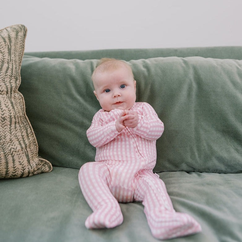 Sleep Romper Pink Gingham Nursery Couture